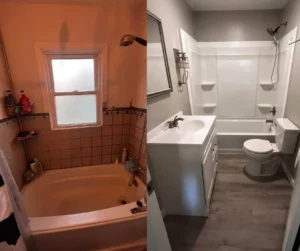 Bathroom before and after